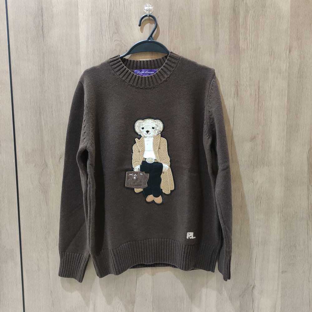 Ralph Lauren Brown Bear Crewneck Knit Sweater